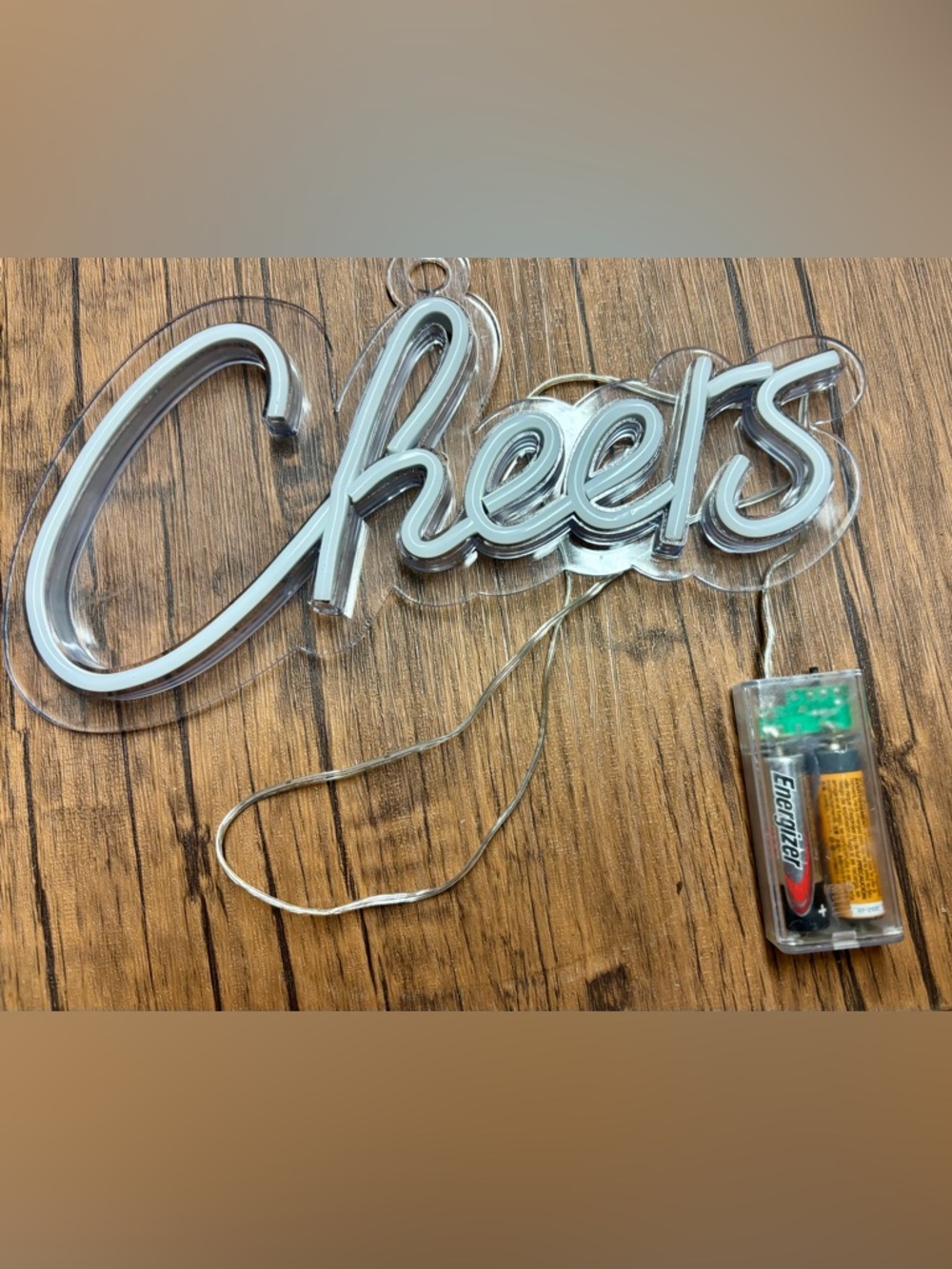 White Neon 'Cheers' Script Sign - Picture 2 of 2